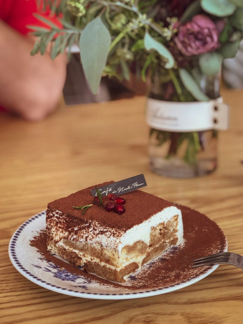 Layered chocolate dessert slice