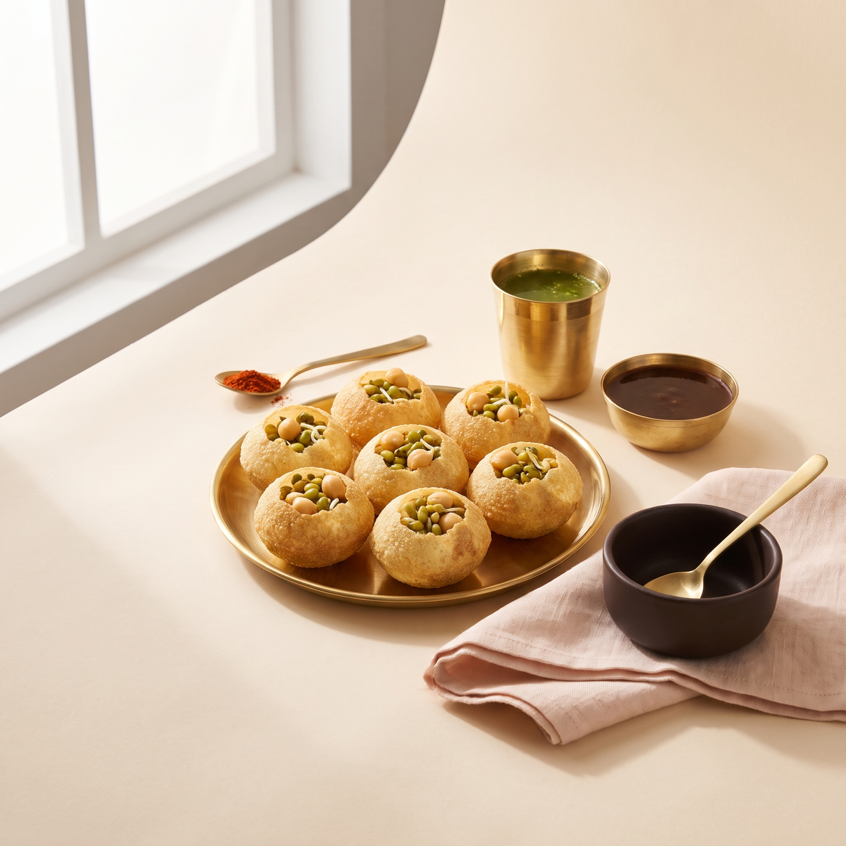 Pani puri with mint pani