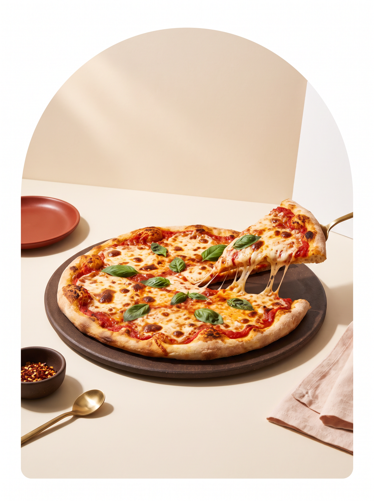 Margherita pizza with fresh basil