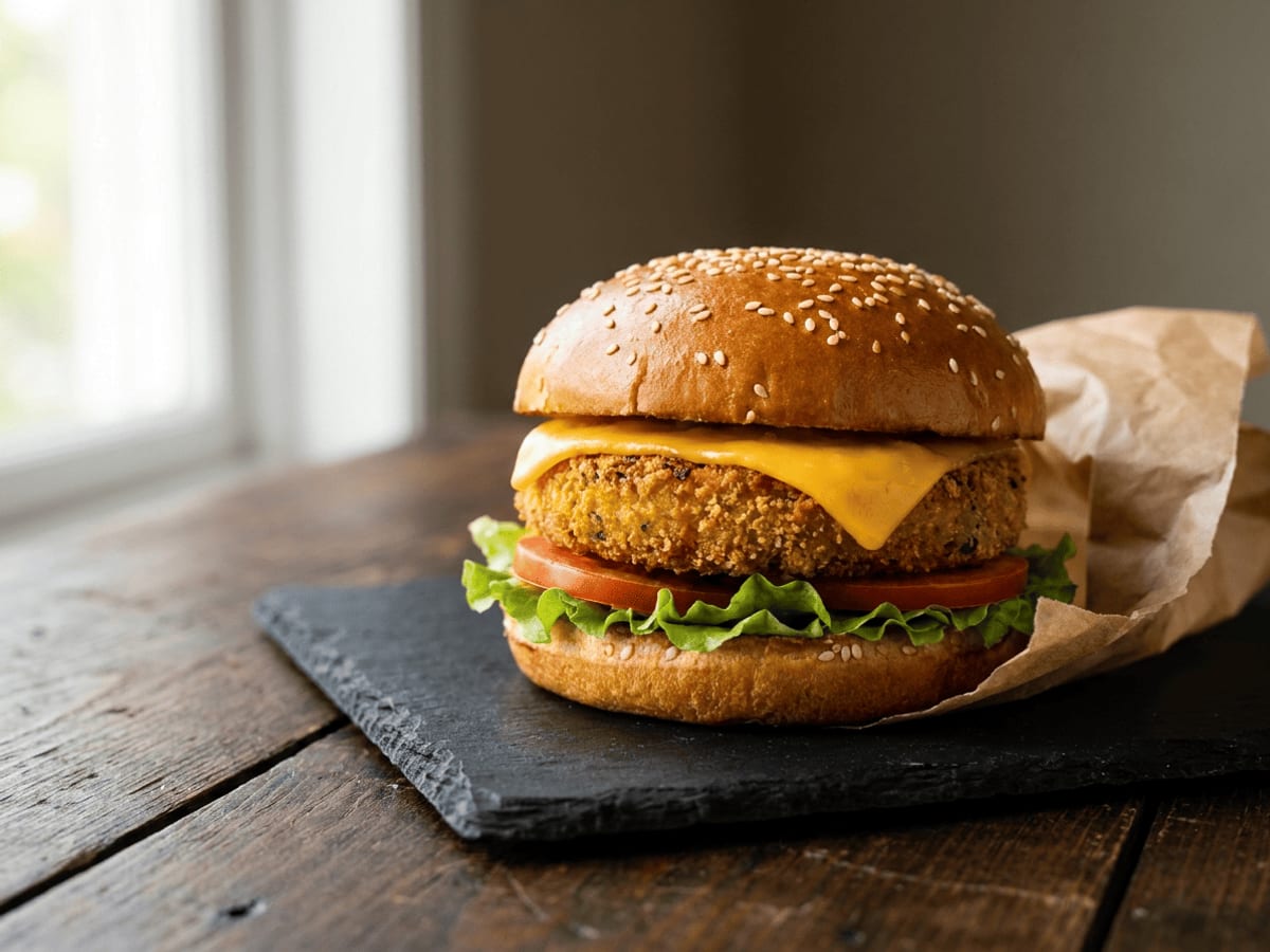 Cheese burger from the CDS live counter