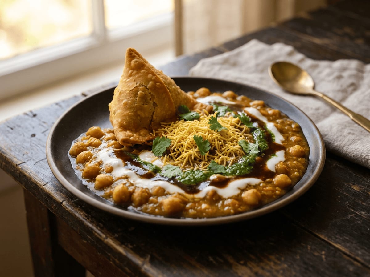 Samosa chaat from the CDS live counter