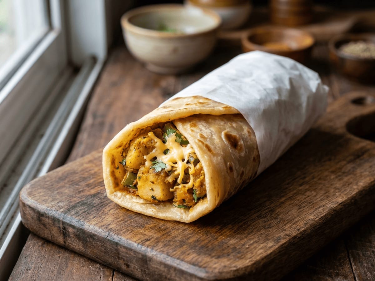 Veg cheese frankie from the CDS live counter